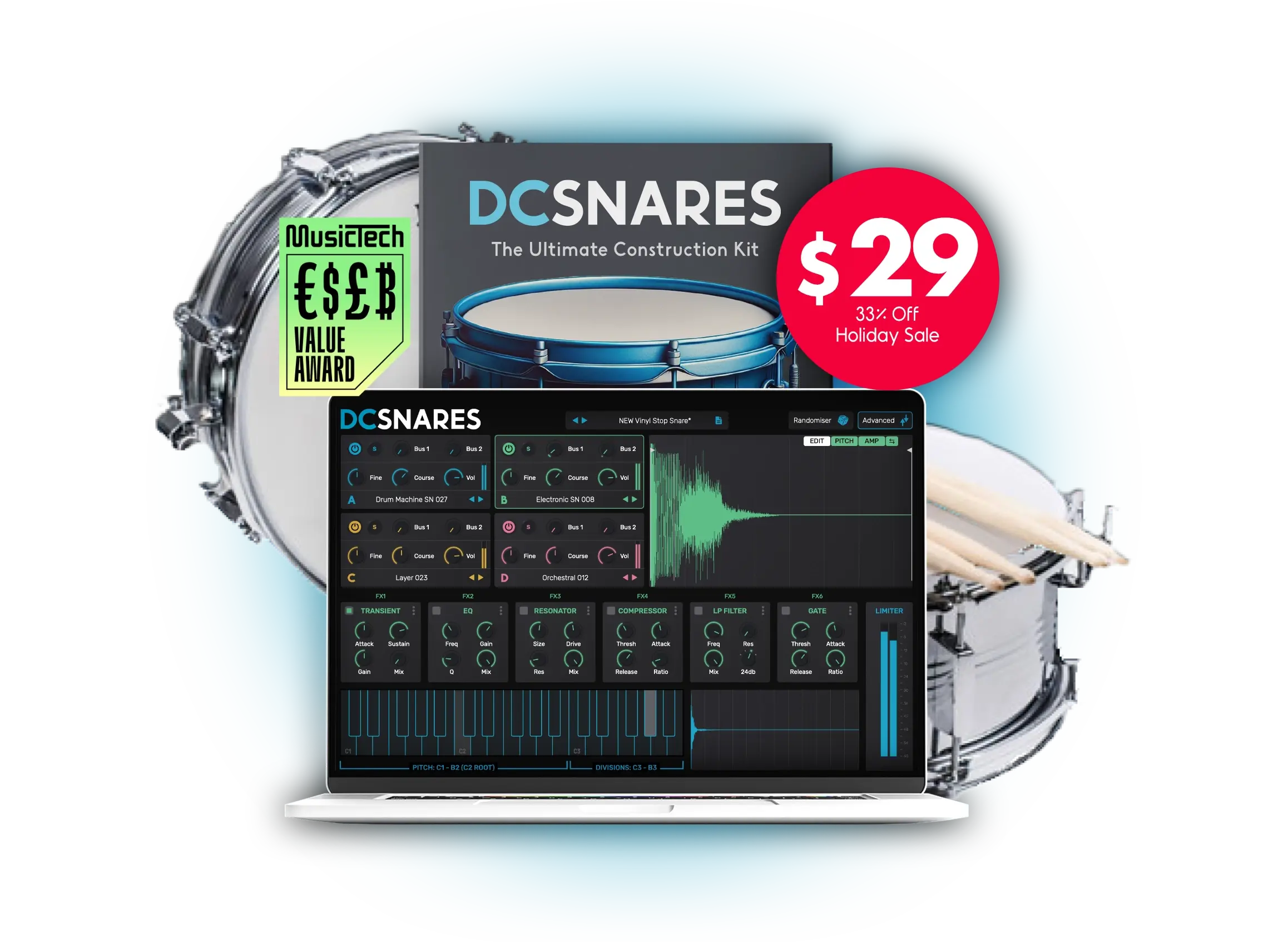DC Snares is the ultimate snare construction kit.